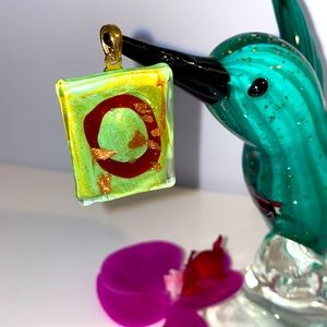 Vintage Art Glass Deco Necklace Pendant